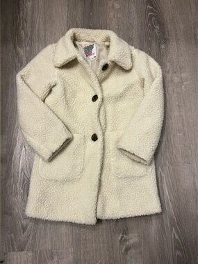 Girl's Kensie Girl Ivory Sherpa Peacoat- Size 7/8- Pre-owned
